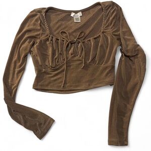 Brown Knit Crop Top by Romantics